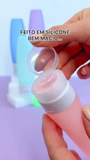 Kit Viagem Porta Shampoo Frascos Pote Creme 4 Peças Mala 90ml de Silicone Reutilizável Lavável