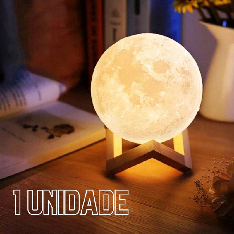 Abajur Lua 3D LED 10cm – Luminária Decorativa, Luz Noturna Aconchegante e Presente Incrível