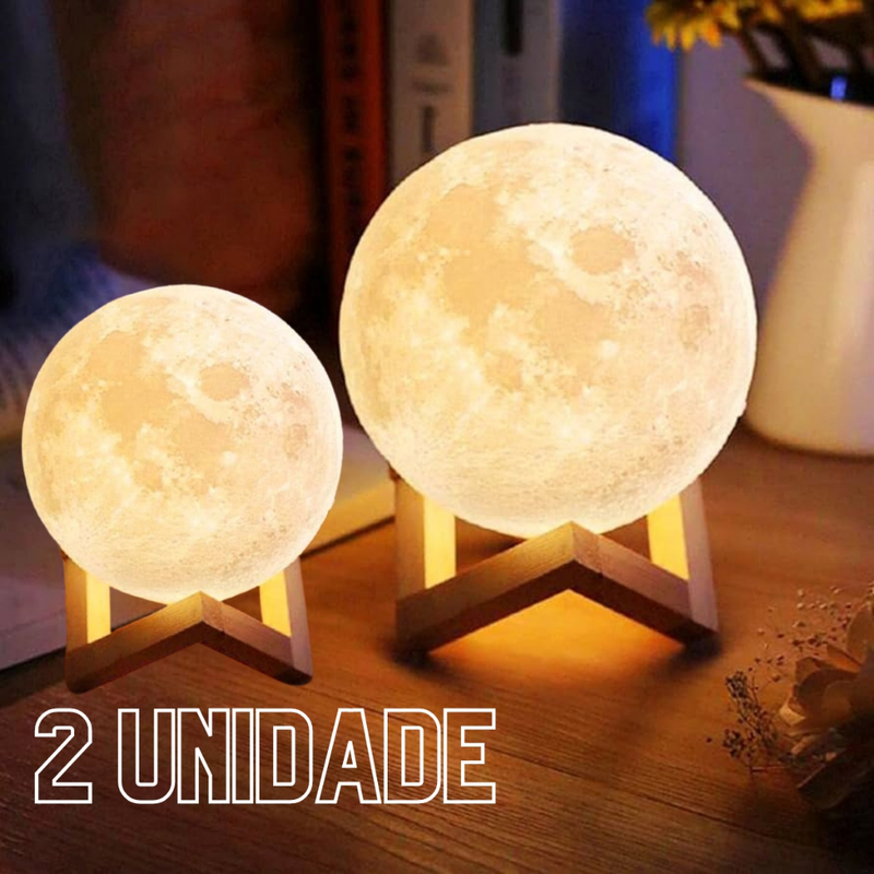 Abajur Lua 3D LED 10cm – Luminária Decorativa, Luz Noturna Aconchegante e Presente Incrível
