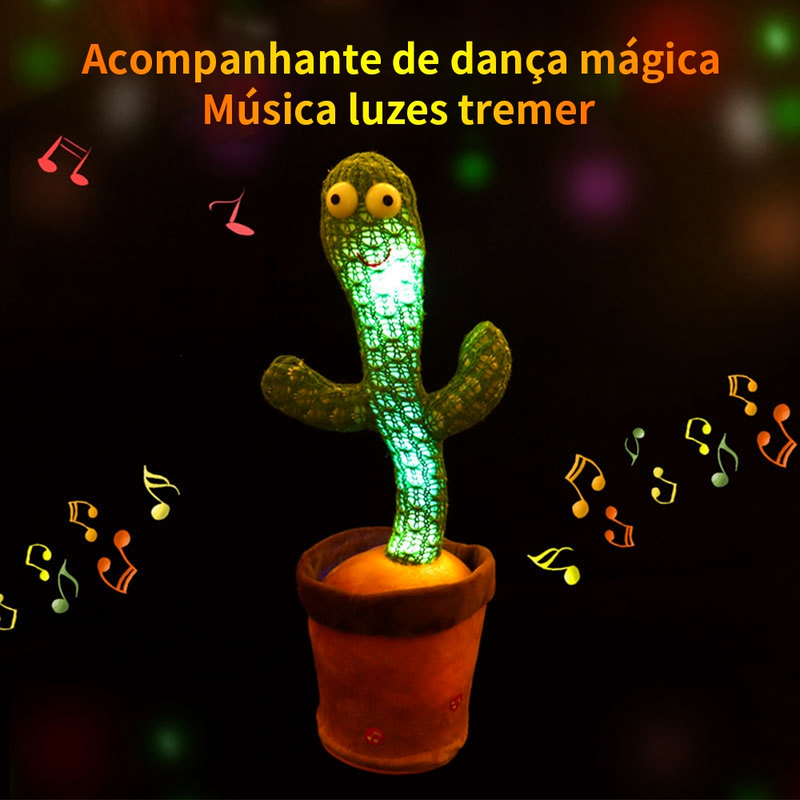 KIT1/KIT2 Cacto Dançante Falante Interativo com Som Musicas Repete Música, Dança, Luzes