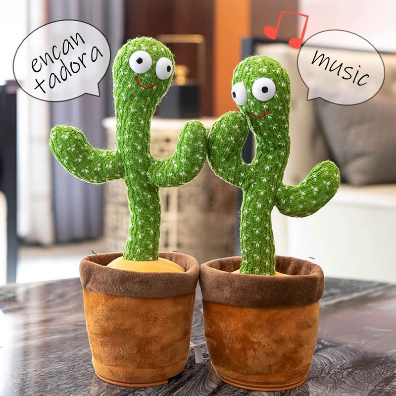 KIT1/KIT2 Cacto Dançante Falante Interativo com Som Musicas Repete Música, Dança, Luzes