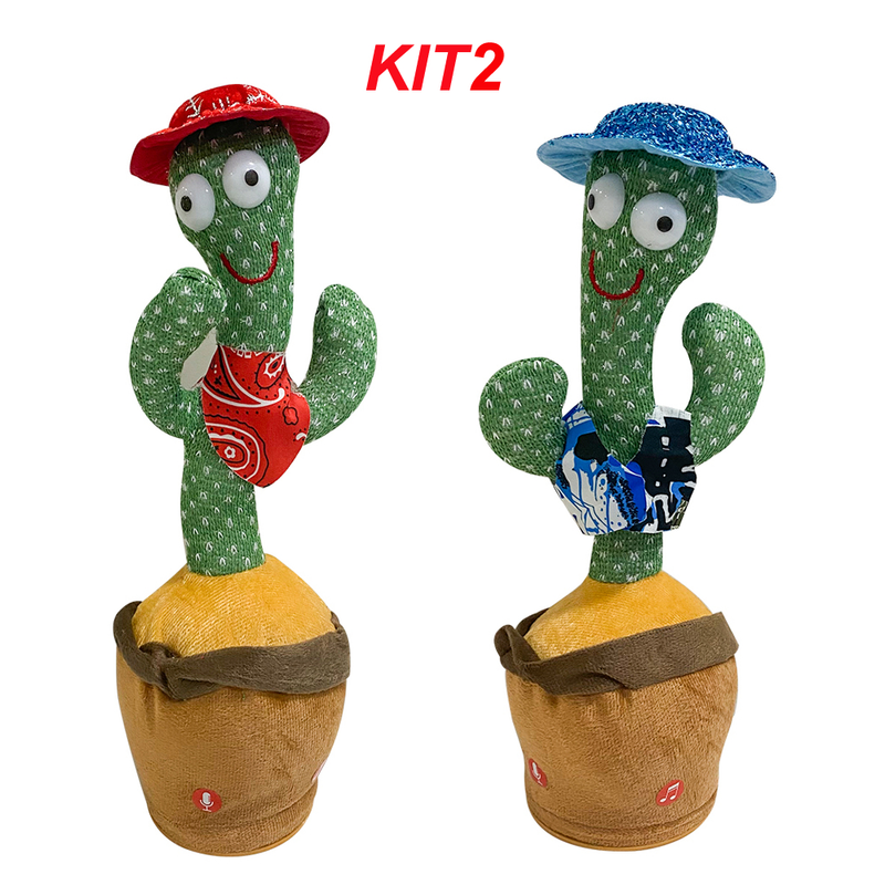 Cacto Dançante Falante Interativo – Repete, Dança, Toca Música e Acende Luzes