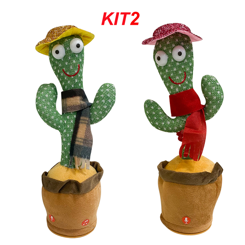 Cacto Dançante Falante Interativo – Repete, Dança, Toca Música e Acende Luzes