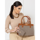 Bolsa Feminina Satchel Pasta Tote De Ombro + Carteira Feminina