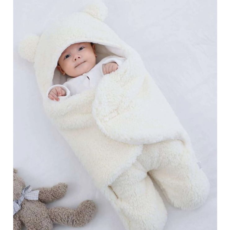Saco de Dormir Bebe Ursinho com Sherpa Inverno Menina e Menino Charutinho Enrolar o Bebe