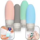 Kit Viagem Porta Shampoo Frascos Pote Creme 4 Peças Mala 90ml de Silicone Reutilizável Lavável