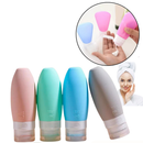 Kit Viagem Porta Shampoo Frascos Pote Creme 4 Peças Mala 90ml de Silicone Reutilizável Lavável
