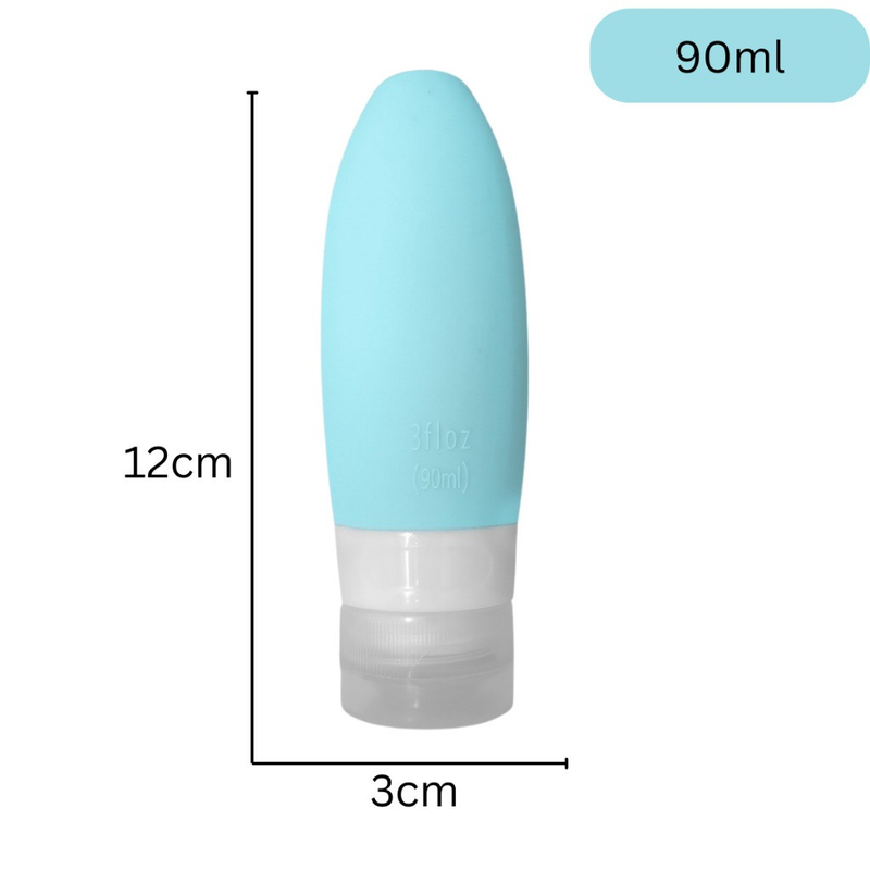 Kit Viagem Porta Shampoo Frascos Pote Creme 4 Peças Mala 90ml de Silicone Reutilizável Lavável