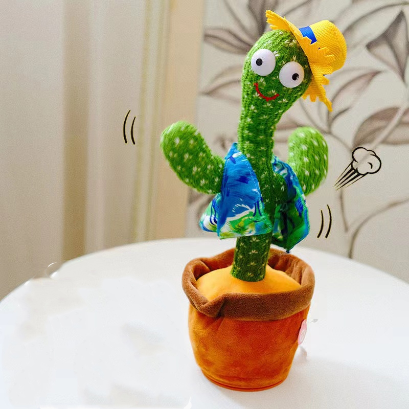 Cacto Dançante Falante Interativo – Repete, Dança, Toca Música e Acende Luzes