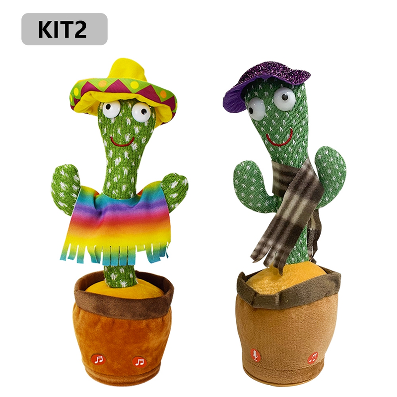 Cacto Dançante Falante Interativo – Repete, Dança, Toca Música e Acende Luzes