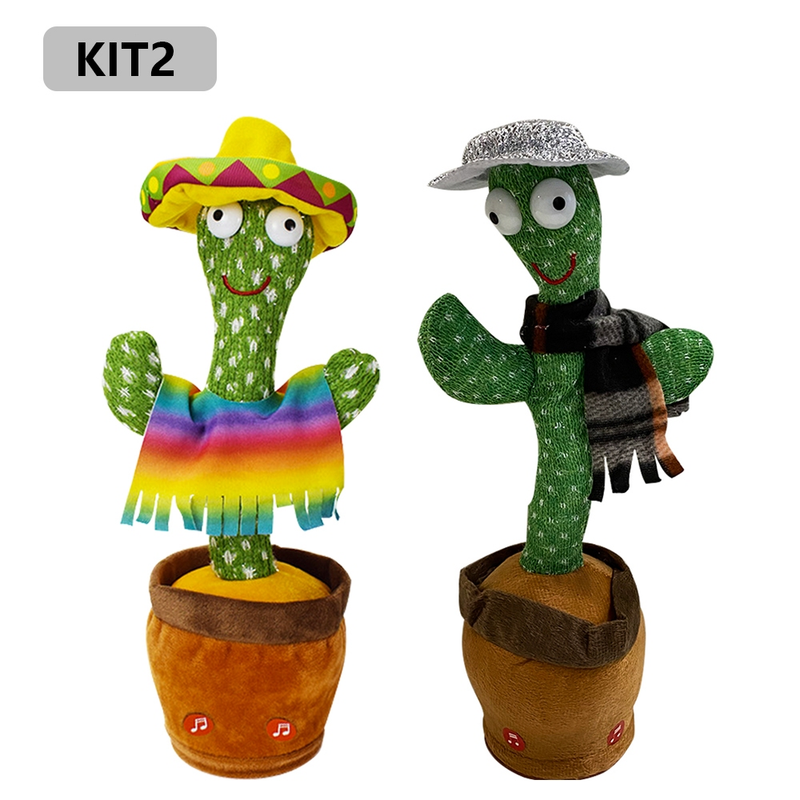 Cacto Dançante Falante Interativo – Repete, Dança, Toca Música e Acende Luzes