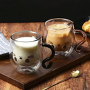 Caneca de vidro duplo em formato de gatinho 250ml