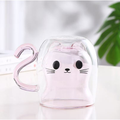 Caneca de vidro duplo em formato de gatinho 250ml