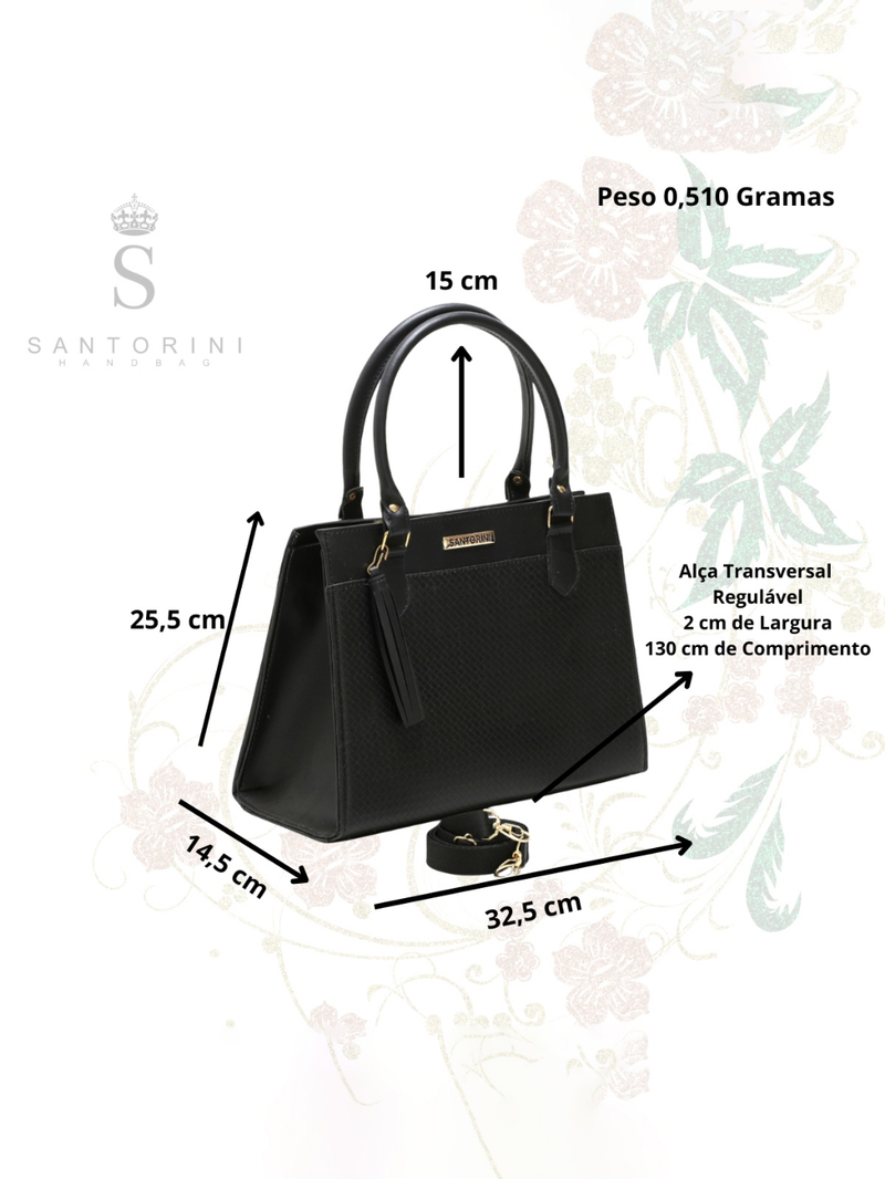 Bolsa Feminina Santorini Handbag com Alça transversal removível para ombro.