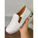Tênis Feminino Branco Sapatênis Sapatilha Slip On Casual Com Zíper Confortável Envio Imediato