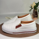 Tênis Feminino Branco Sapatênis Sapatilha Slip On Casual Com Zíper Confortável Envio Imediato