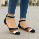 Sapatilha salome aberta feminina moda bico fino preto marrom branco sapato calçados rasteira