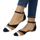 Sapatilha salome aberta feminina moda bico fino preto marrom branco sapato calçados rasteira