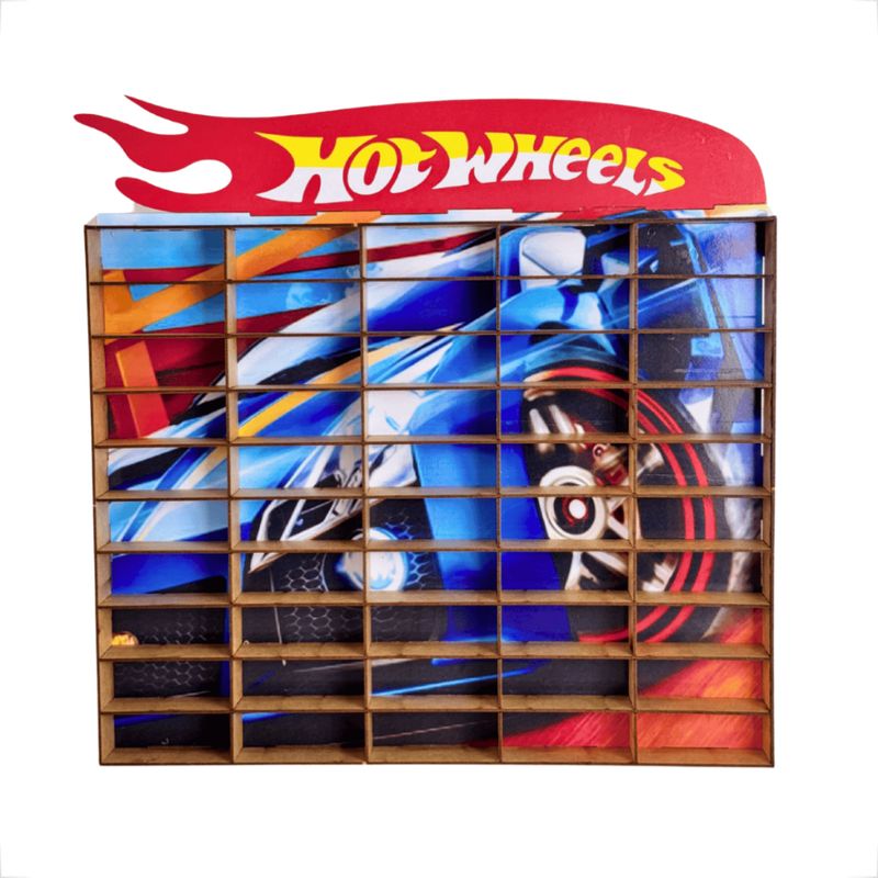 Porta Carrinhos Hot Wheels Expositor 50 Carrinhos Madeira Mdf Colecionaveis