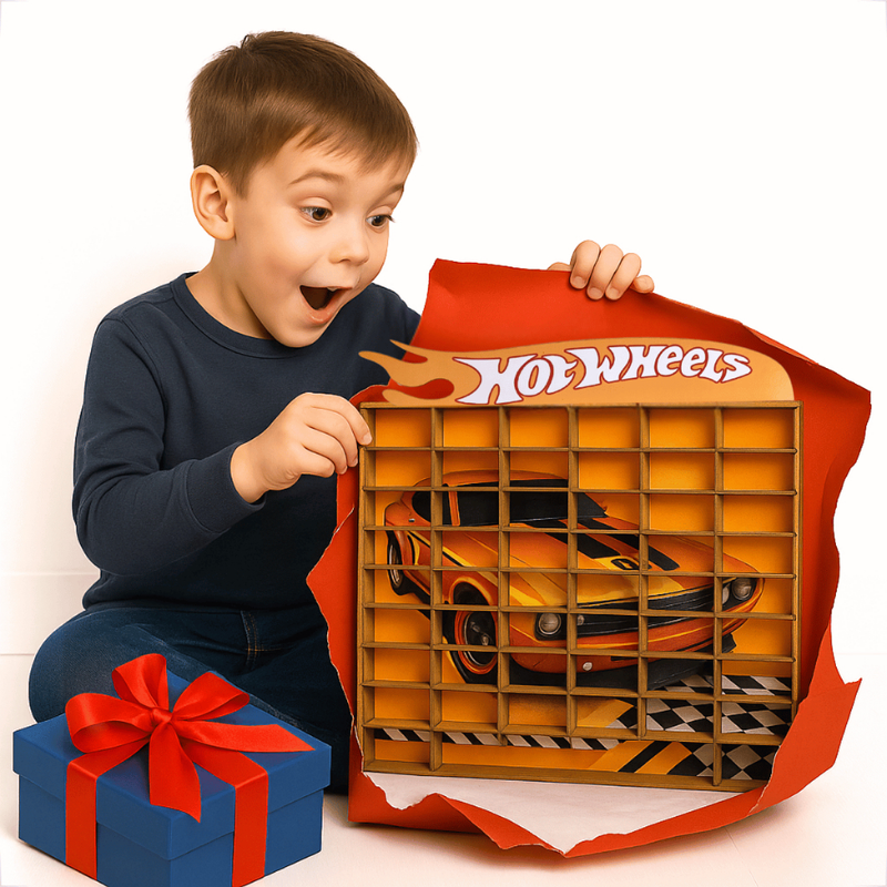 Porta Carrinhos Hot Wheels Expositor 50 Carrinhos Madeira Mdf Colecionaveis