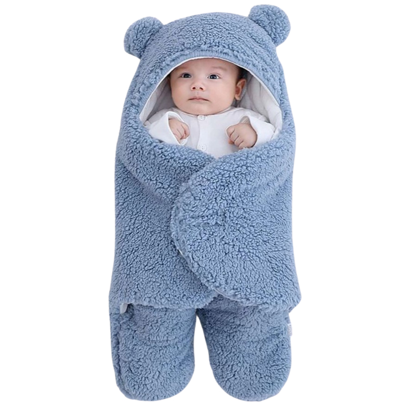 Saco de Dormir Bebe Ursinho com Sherpa Inverno Menina e Menino Charutinho Enrolar o Bebe