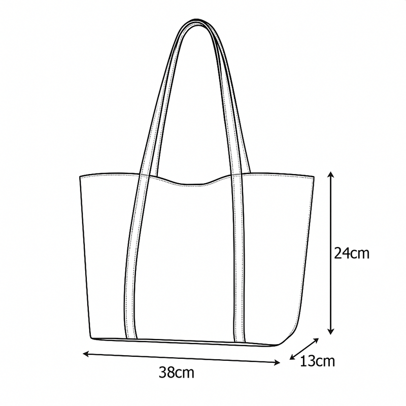 Kit Bolsa Sacola Tote Grande Minimalista com Bolsa Necessaire Interna Preta com Alça para Ombro