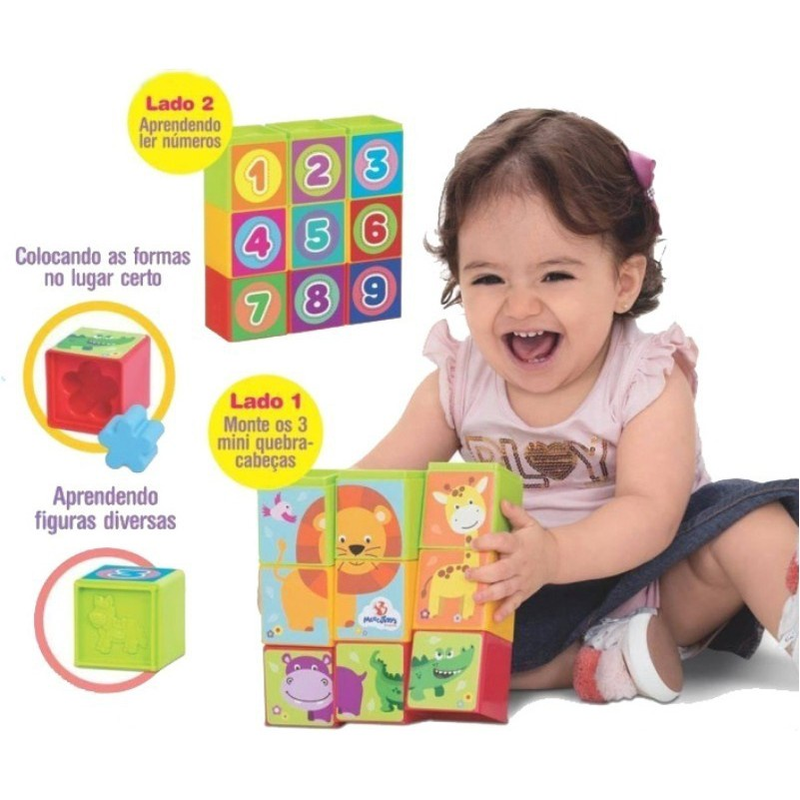 Brinquedo Educativo Cubo Cubinho 5 em 1 Didático Mercotoys