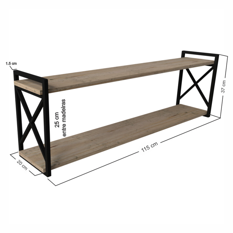 Prateleira Estilo Industrial – Madeira e Metal para Decoração Moderna